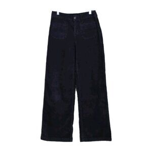 American Eagle Corduroy Pants Womens 000 Black Wide Leg Baggy Low Rise Grunge